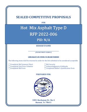 Fillable Online Sealed Competitive Proposals City Of Burnet Fax Email