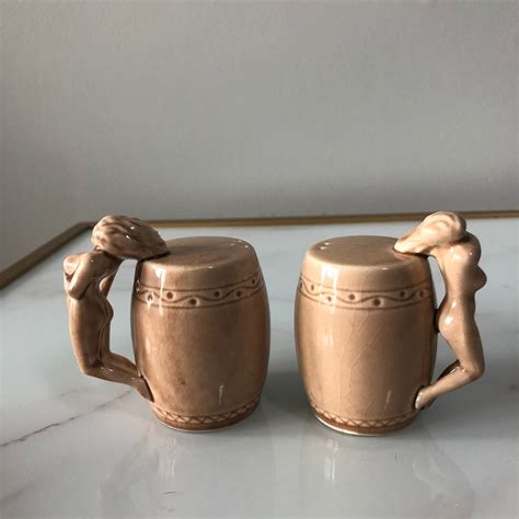 Pair Of Vintage Nude Female Pin Up Girl Striptease Salt Pepper Shakers Etsy