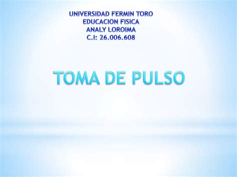 Toma De Pulso Fermin Toro Educacion Fisica Ppt Descarga Gratuita