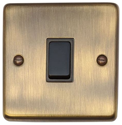 Gandh Cab303 Standard Plate Antique Brass 3 Gang 1 Or 2 Way Rocker Light Switch