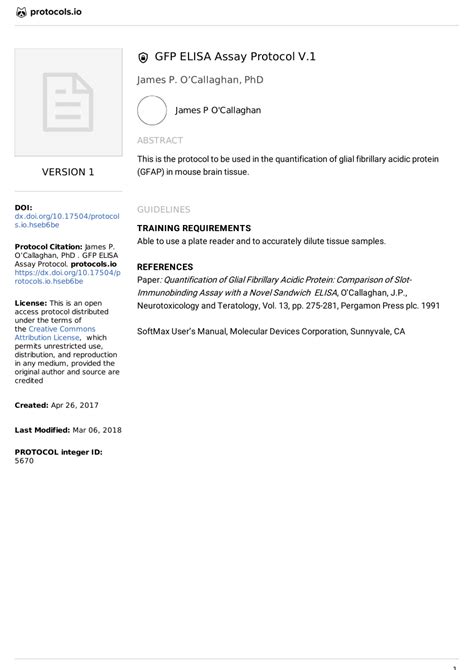 (PDF) GFP ELISA Assay Protocol v1