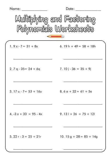 Factoring Polynomials Practice Worksheet And Answers Free Pdf At