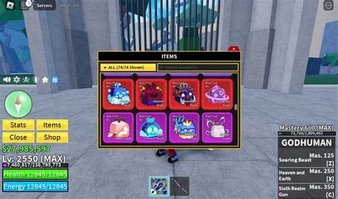 Blox Fruits 2550 Lvl GodHuman MAX CDK HS Mammoth Fruit Gravity Fruit