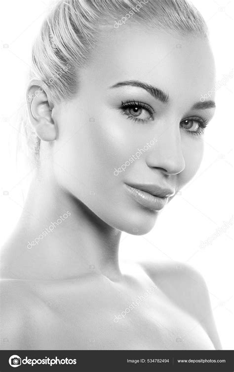 Sexy Beauty Face Young Adult Woman Perfect Skin Natural Nude Stock