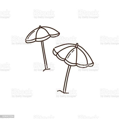 Beach Sun Umbrellas Vector Hand Drawn Doodle Icon Illustrations Stock