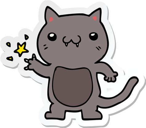 Sticker Of A Cartoon Cat Scratching 11119824 Vector Art At Vecteezy