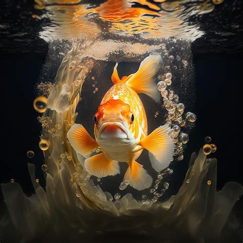 Premium Photo Beautiful Gold Fish In The Water