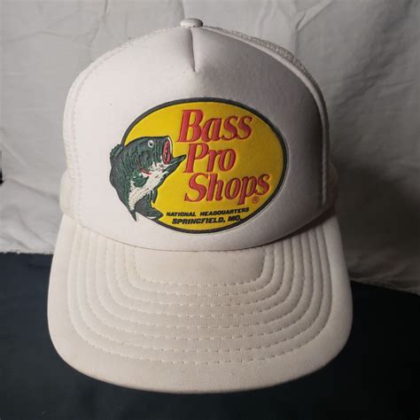 Bass Pro Shops Vintage Trucker Hat Snapback Cap White Gem