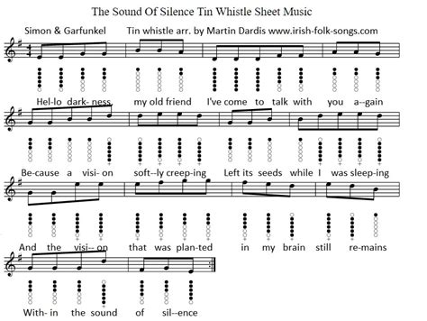 The Sound Of Silence Tin Whistle Sheet Music - Irish folk songs