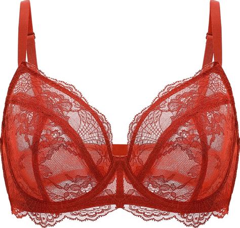 DOBREVA Women S Lace Bra See Through Plunge Sheer Bras Underwire Sexy