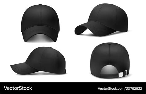 Black Cap Mockup Realistic D Royalty Free Vector Image