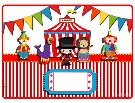 Kit De Personalizados Tema Circo Para Imprimir Convites Digitais