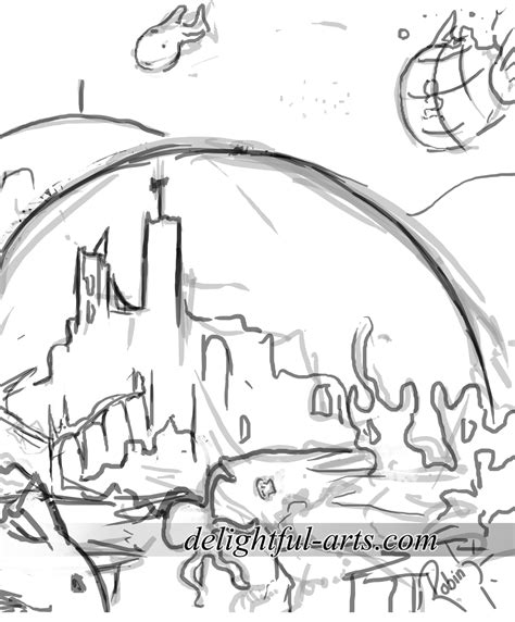 Delightful Arts: Underwater City Sketch and Speedart