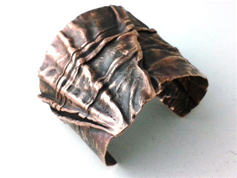 Funky Bracelet Cuff Copper Fold Formed Forged Earthy OOAK