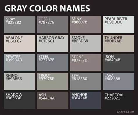 What is the color code for shades of dark GREY?