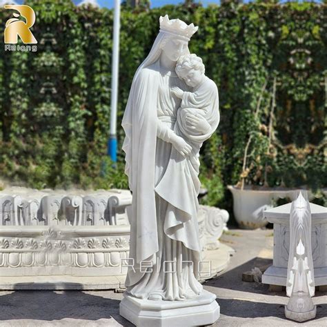 Marble Virgin Mary and Baby Jesus Statue - Relong Art Sculpture