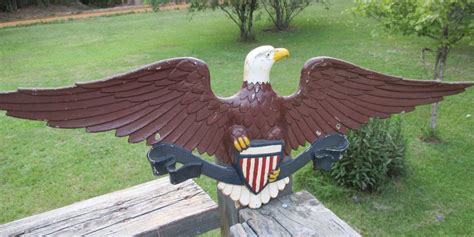 Vintage Sexton Usa American Bald Eagle Cast Metal Flag Shield