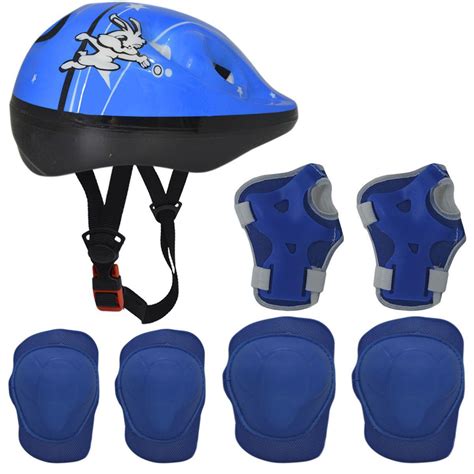 Kit Capacete Cotoveleira Joelheira Infantil Bike Skate Azul Ciclop