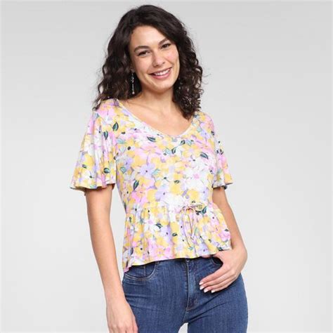 Blusa Lecimar Floral Feminina Blusas Femininas Magazine Luiza