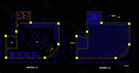 咖啡馆设计方案平面图cad图纸装饰装修素材免费下载图片编号5550559 六图网