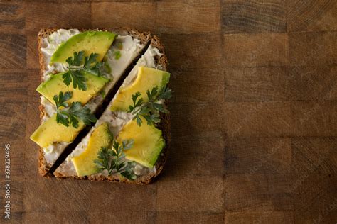 Sandwich Divided In Half Cheese Avocado And Bread Restaurant Cafe