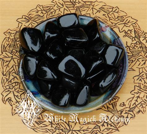 Black Obsidian Tumbled Gemstones White Magick Alchemy