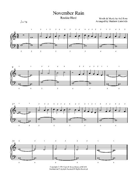 November Rain by Guns N' Roses Sheet Music & Lesson | Rookie Level