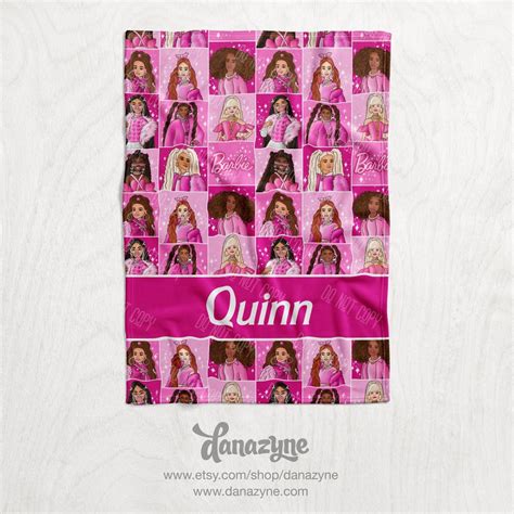 Personalized Hot Pink Barbie Doll Inspired Blanket Repeating Etsy