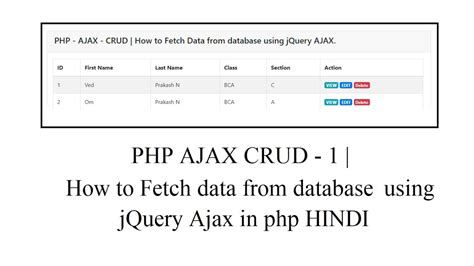 PHP AJAX CRUD 1 How To Fetch Data From Database Using Jquery Ajax