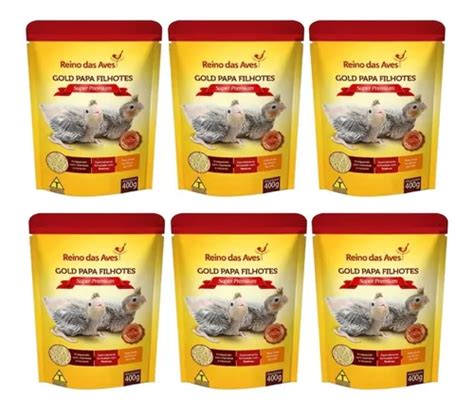 Kit 6 Gold Papa Papinha Filhotes 400g Reino Das Aves