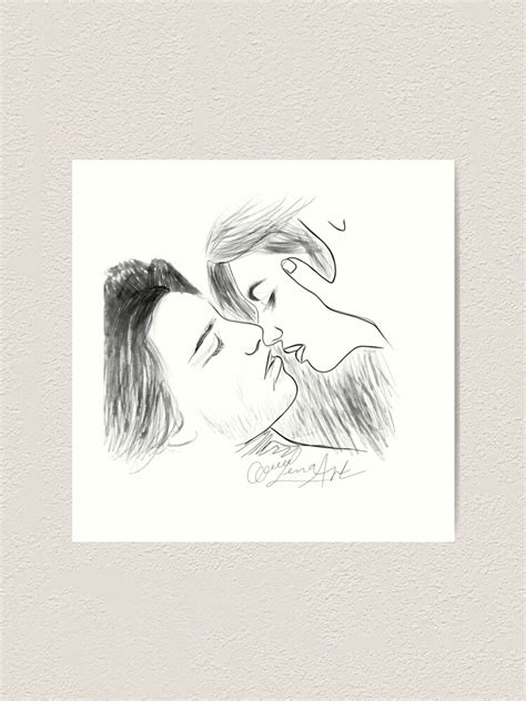 L Mina Art Stica Dibujo Lineal De Beso Inmortal Por Olena Art De