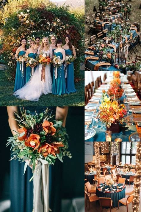 Dark Teal And Rust Orange Wedding Color Ideas For Fall