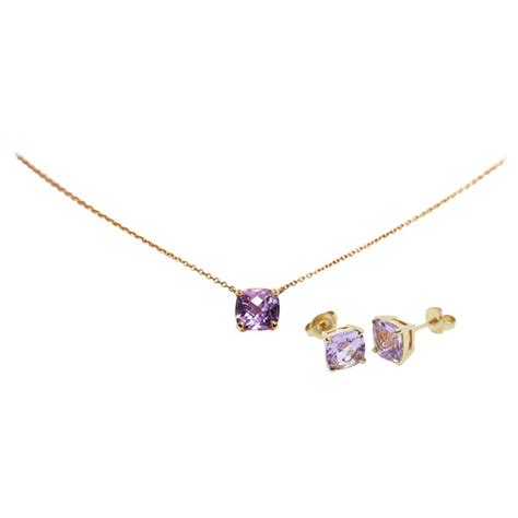 Tiffany And Co Amethyst Necklace And Earring Set In 18 Carat Rose Gold