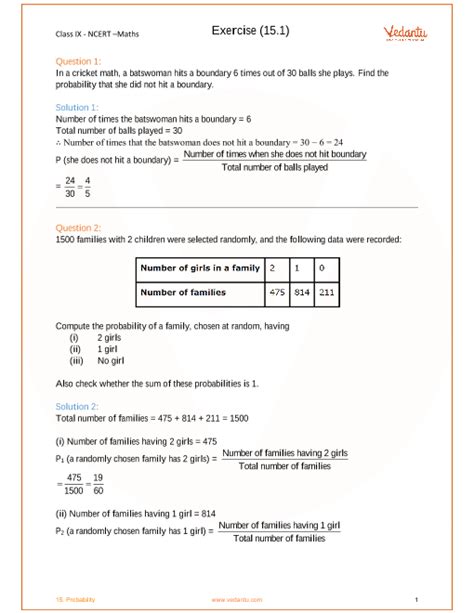 Ncert Solutions For Class Maths Chapter Probability Free Pdf