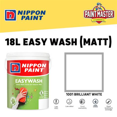 18L Nippon Paint Easy Wash Interior Paint Interior Wall Cat Dalam