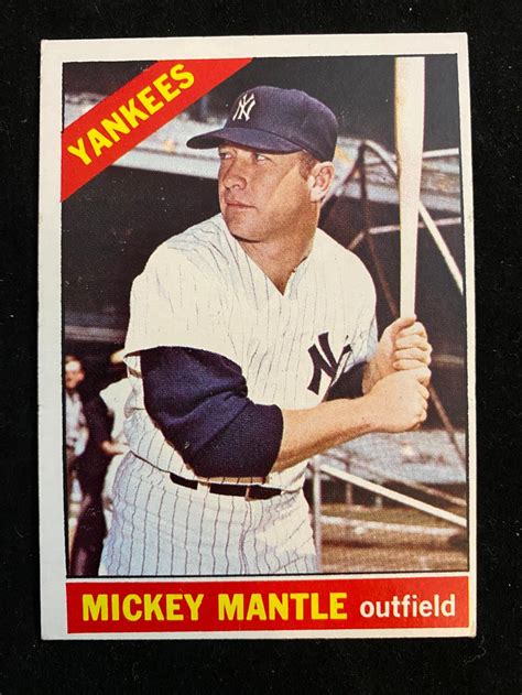 Lot VGEX EX 1966 Topps Mickey Mantle 50 Baseball Card HOF New