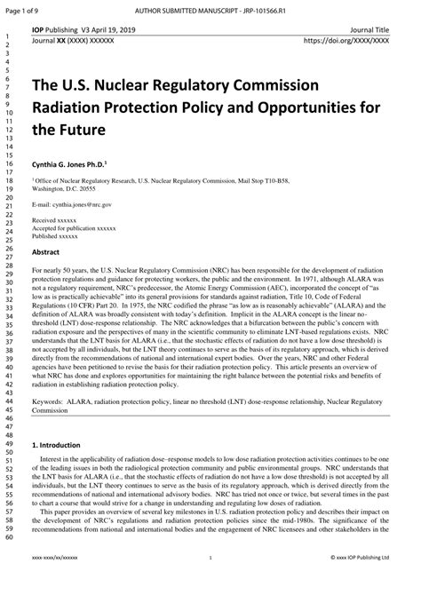 Pdf The Us Nuclear Regulatory Commission Radiation Protection Policy And Opportunities For