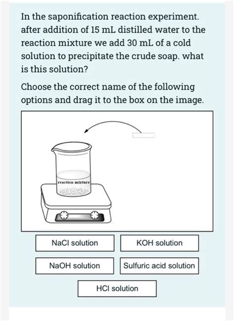 Solved In The Saponification Reaction Experiment After Chegg