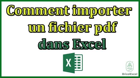 Comment Importer Un Fichier Pdf Dans Excel YouTube