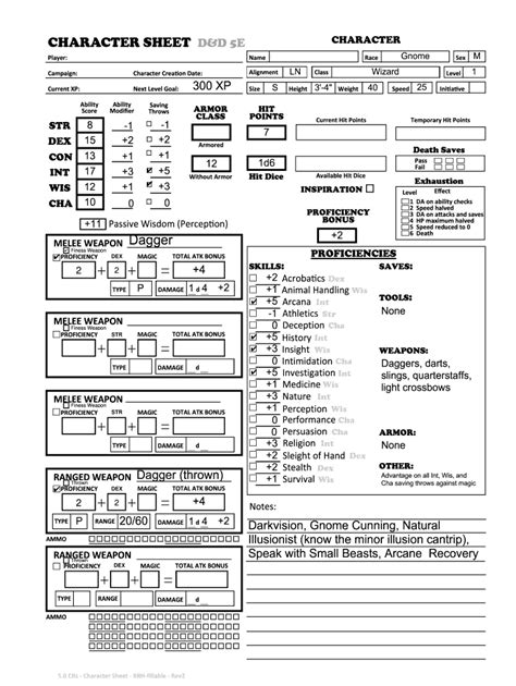 Dnd 5E Character Sheet Example