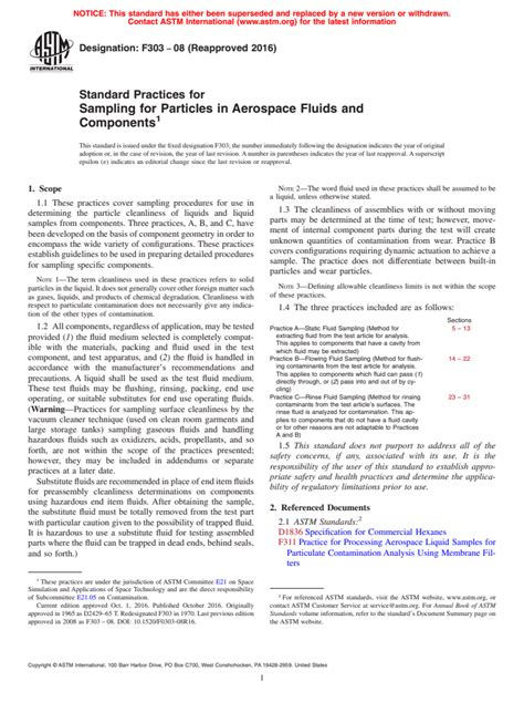 Astm F Standard Practices For Sampling For Particles In