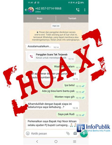 InfoPublik Cek Fakta Pesan WhatsApp Mengatasnamakan Ajudan Pj