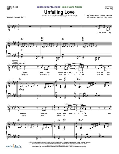 Unfailing Love Sheet Music PDF Chris Tomlin PraiseCharts