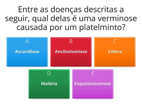 Exercicios Sobre Verminoses E Teniase Quiz