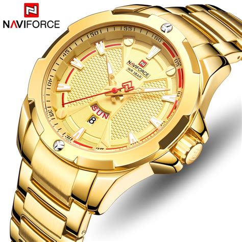 NAVIFORCE Top Brand Men Watch Luxury Gold Business Quartz Watches Mens