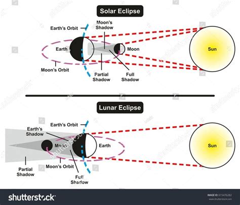 Solar And Lunar Eclipse Comparison Infographic Diagram With All Parts