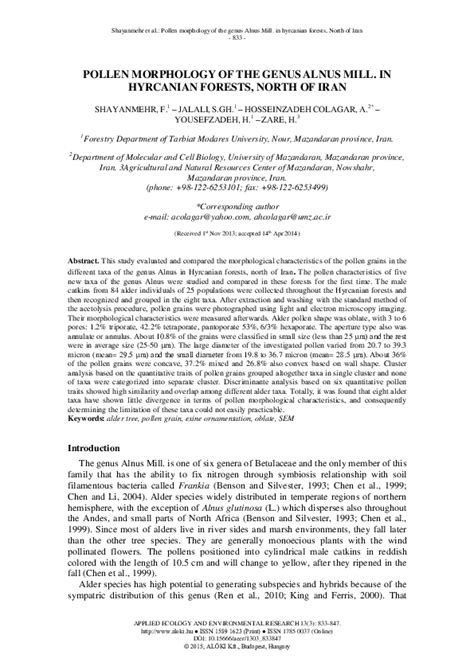 (PDF) Pollen Morphology of the Genus Alnus Mill. In Hyrcanian Forests ...