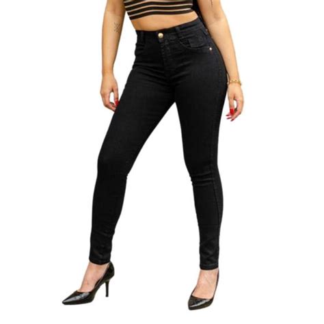 calça jeans preta feminina cintura alta levanta bumbum Skinny Hot Pants CONECT SE Calça