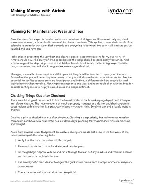 Maintenance Checklist | PDF