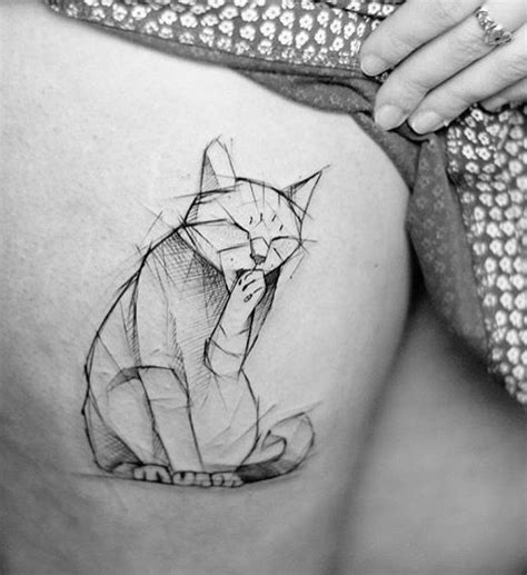 Kamil Mokot Cat Tattoo Sketch Style Tattoos Geometric Tattoo Cat